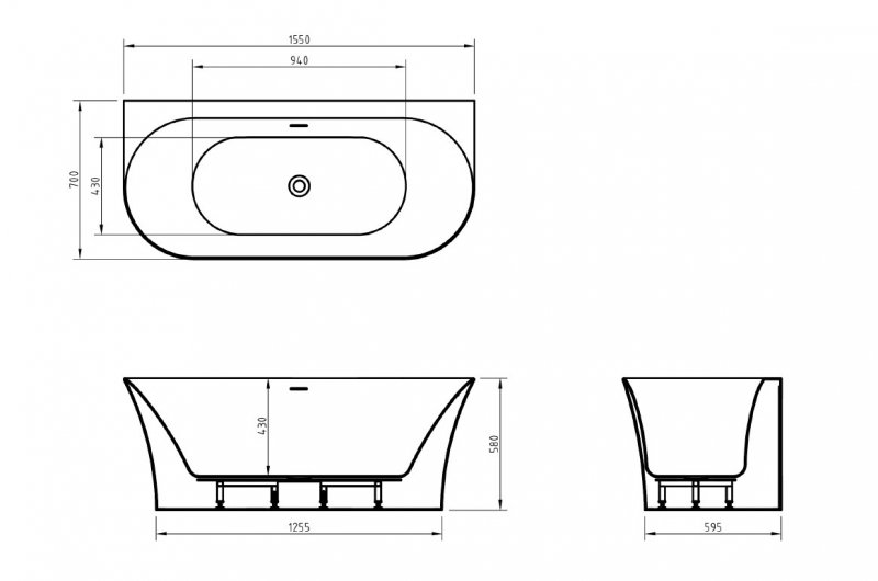 Ванна акриловая BelBagno BB711 155х70 купить в интернет-магазине Sanbest