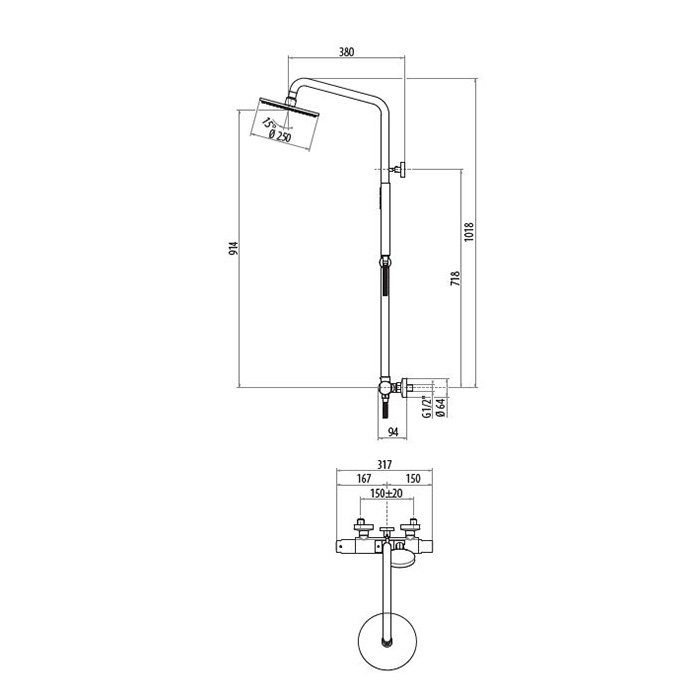 Душевая система Gattoni Circle Two KIT/TS60C0 купить в интернет-магазине сантехники Sanbest