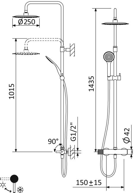 Душевая система Cezares LEAF-CDA-25-L-SR Sunrise купить в интернет-магазине сантехники Sanbest