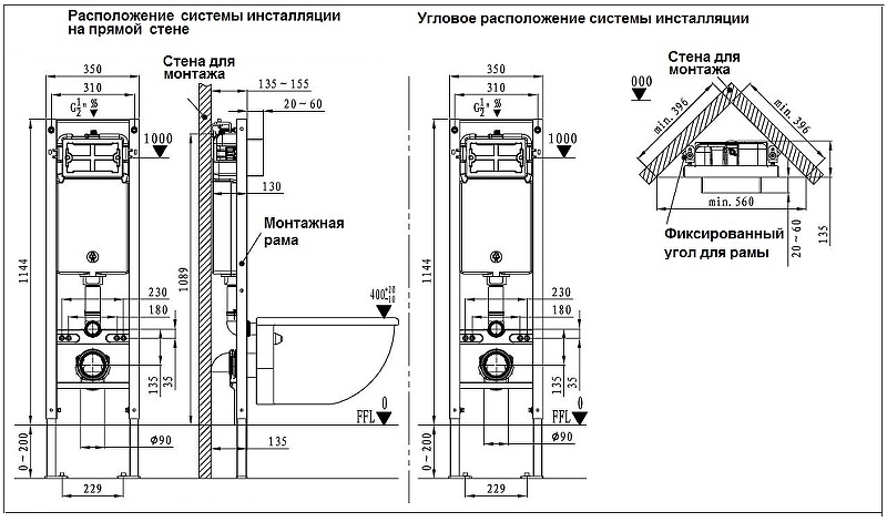 Унитаз с инсталляцией WeltWasser AMBERG 350 ST + NESENBACH 004 GL-WT + AMBERG RD-MT CR купить в интернет-магазине Sanbest