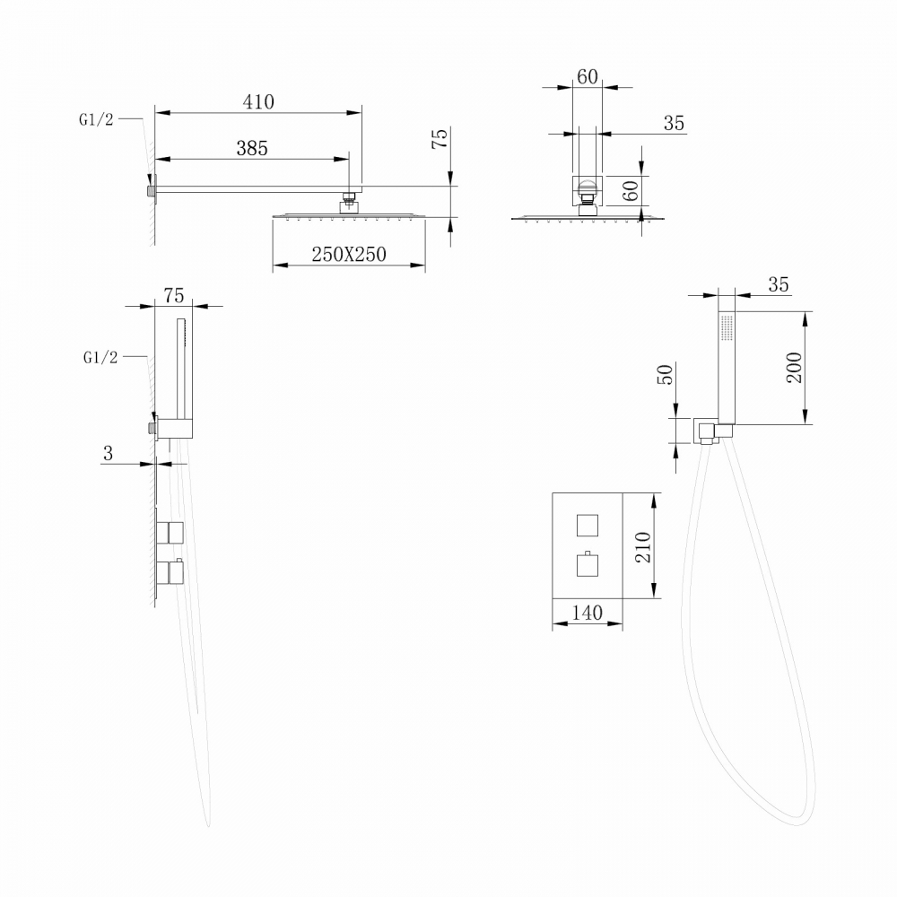 Душевая система Abber Daheim AF8251NG никель купить в интернет-магазине сантехники Sanbest