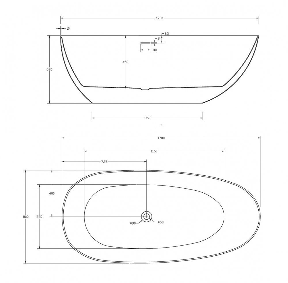 Акриловая ванна Abber AB9211MB 170x80 купить в интернет-магазине Sanbest