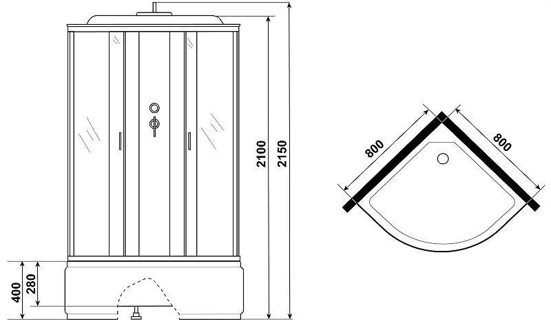 Душевая кабина Niagara Classic NG-6707-14P 80x80 купить в интернет-магазине Sanbest