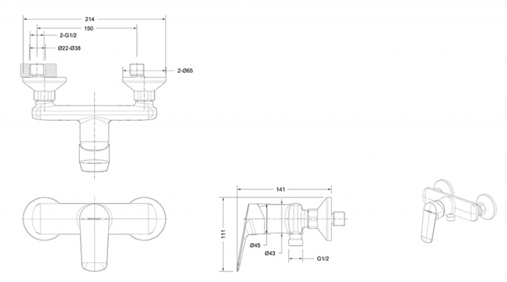 Смеситель для душа Bravat Rhein F9429564CP-01-ENG купить в интернет-магазине сантехники Sanbest