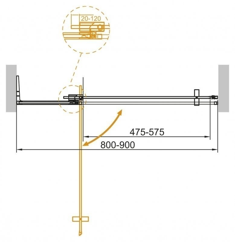 Душевая дверь Cezares Slider B-1-80/90 черный прозрачный купить в интернет-магазине Sanbest