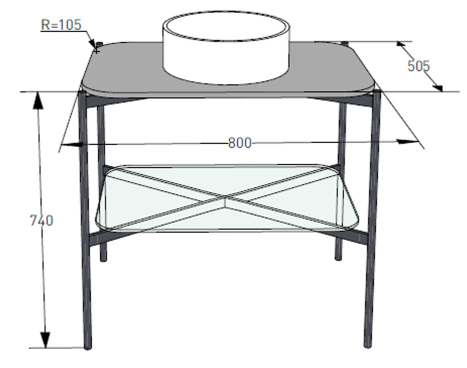 Консоль с раковиной Salini Grazia 27G108K 80 черная для ванной в интернет-магазине сантехники Sanbest