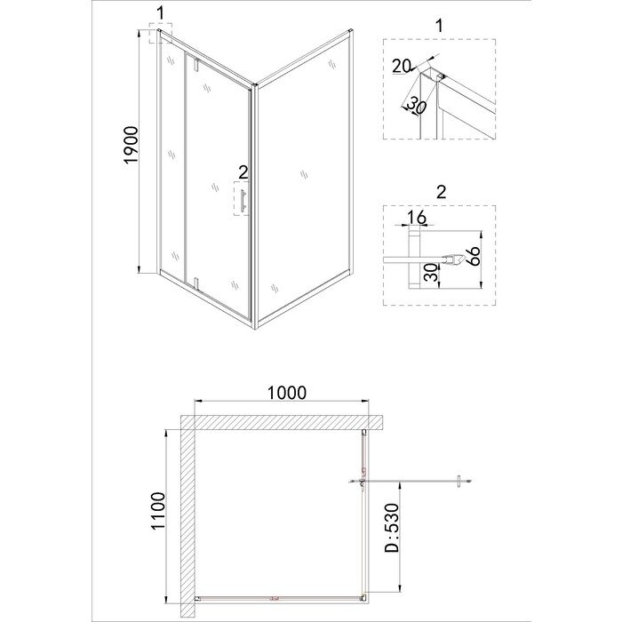 Душевой уголок Niagara Nova NG-83-11AB-A100B 110x100 купить в интернет-магазине Sanbest