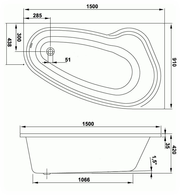 Ванна акриловая Vagnerplast Avona 150x90 купить в интернет-магазине Sanbest