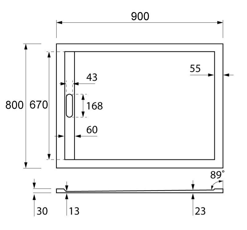 Душевой поддон Cezares TRAY AS-AH 90x80 белый купить в интернет-магазине Sanbest