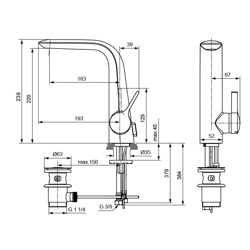 Смеситель для раковины Ideal Standard Melange A6041AA купить в интернет-магазине сантехники Sanbest