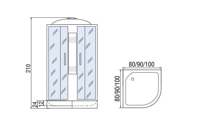 Душевая кабина Мономах С МЗ 24 80x80 купить в интернет-магазине Sanbest