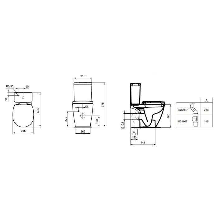 Унитаз напольный Ideal Standard Connect Space E119501 с бачком E797001 купить в интернет-магазине Sanbest