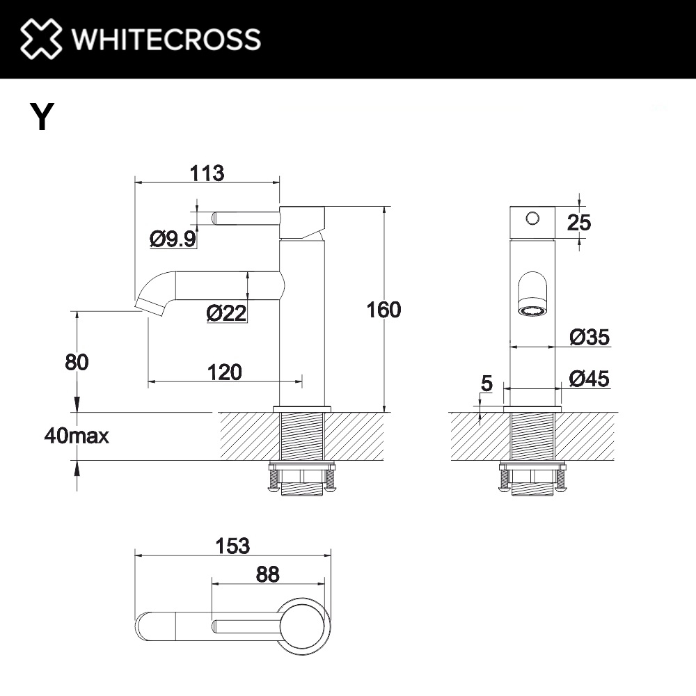 Смеситель для раковины WhiteCross Y Y1210BL черный матовый купить в интернет-магазине сантехники Sanbest