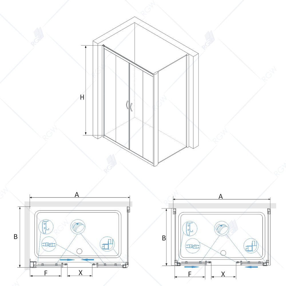 Душевой уголок RGW Passage PA-41 (PA-11+Z-050-2) 120x120 01084122-011 стекло прозрачное/профиль хром купить в интернет-магазине Sanbest