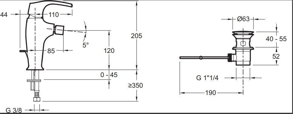 Cмеситель для биде Jacob Delafon SYMBOL E73680-CP купить в интернет-магазине сантехники Sanbest