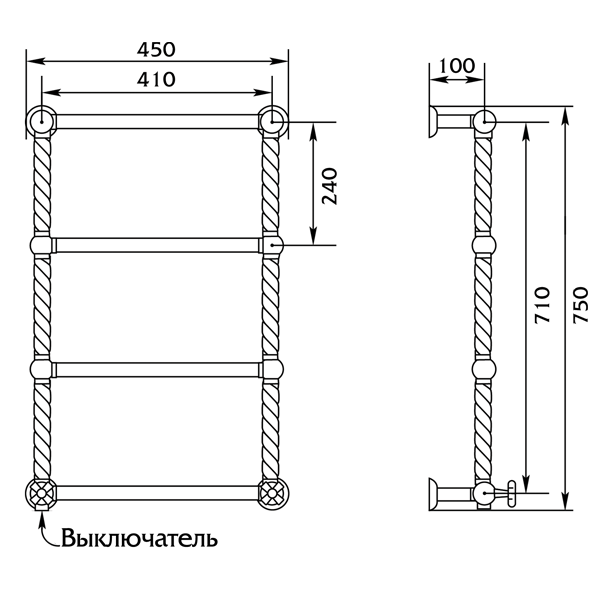 Полотенцесушитель электрический Migliore Edera DX ML.EDR-EL.101 бронза купить в интернет-магазине сантехники Sanbest