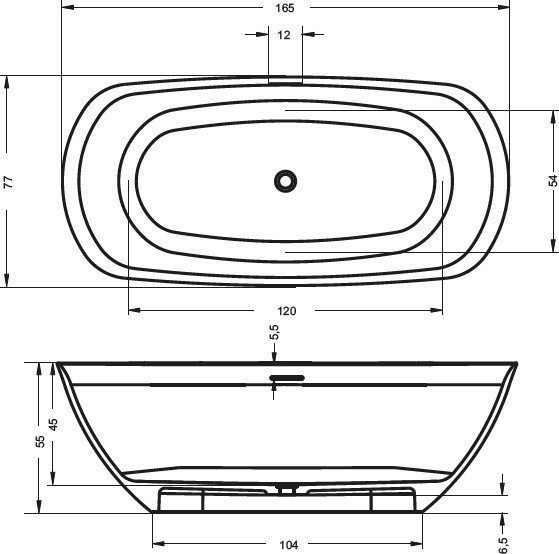 Ванна мраморная Riho Bilo 165x77 купить в интернет-магазине Sanbest