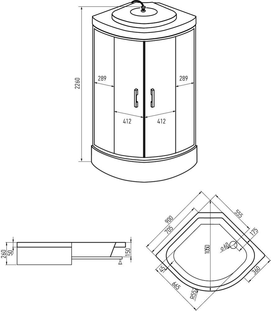 Душевая кабина Erlit ER350926-C3-RUS 90х90 купить в интернет-магазине Sanbest