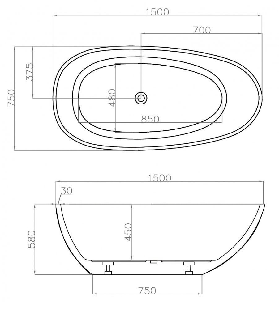 Акриловая ванна Abber AB9356-1.5 150х75 купить в интернет-магазине Sanbest