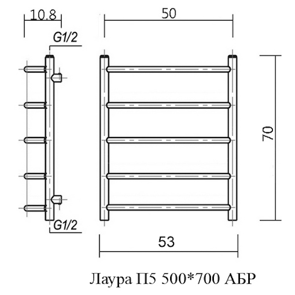 Полотенцесушитель водяной Domoterm Лаура П5 500x700 АБР бронза купить в интернет-магазине сантехники Sanbest