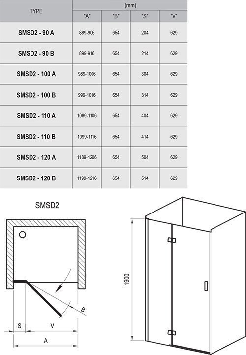 Душевой уголок Ravak Smartline SMSD2 B 110х100 купить в интернет-магазине Sanbest