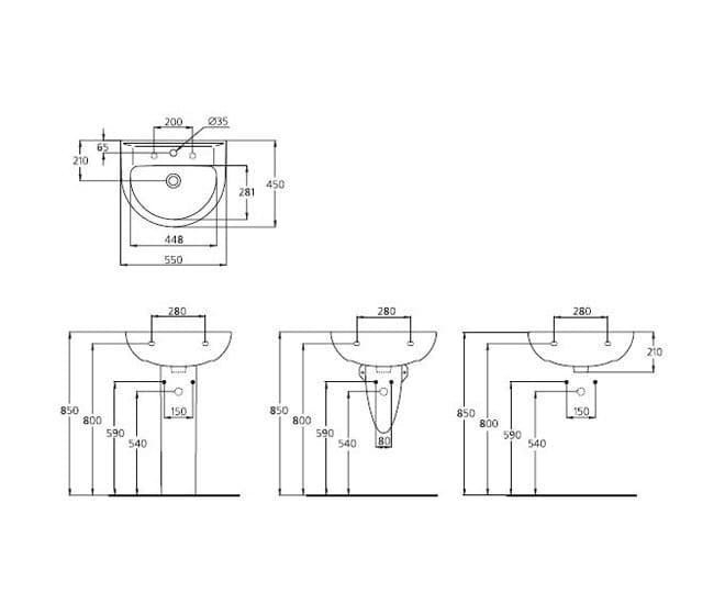 Раковина на полупьедестале Ideal Standard Ecco W434001 купить в интернет-магазине Sanbest