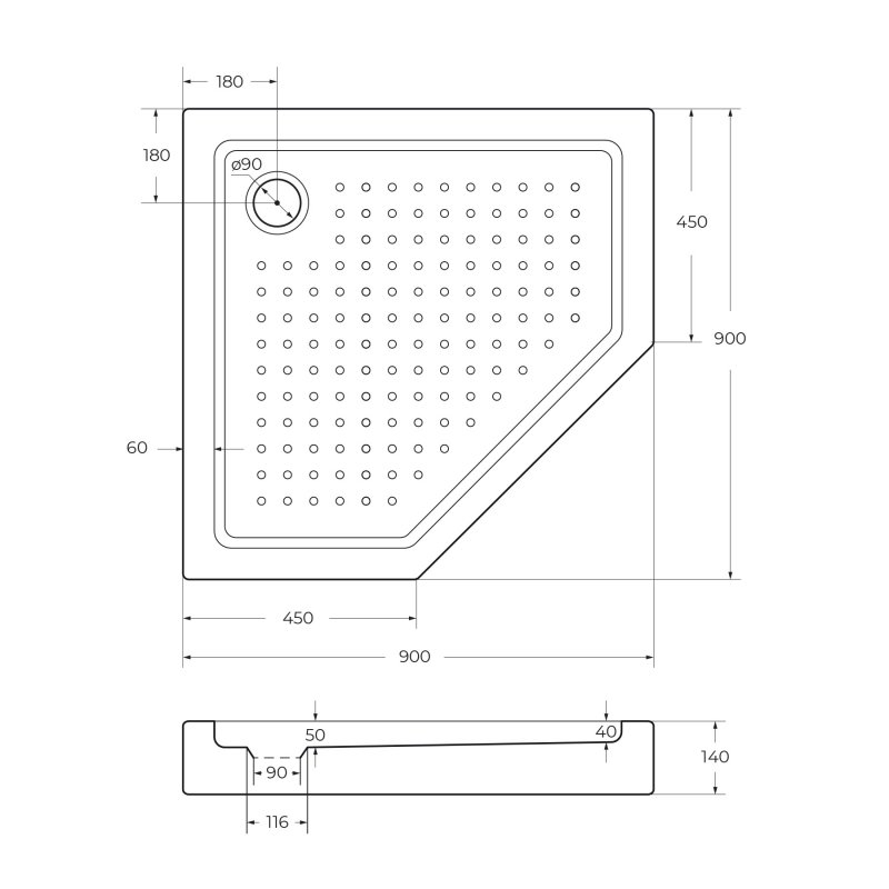 Душевой поддон Cezares Tray A-P 90x90 купить в интернет-магазине Sanbest