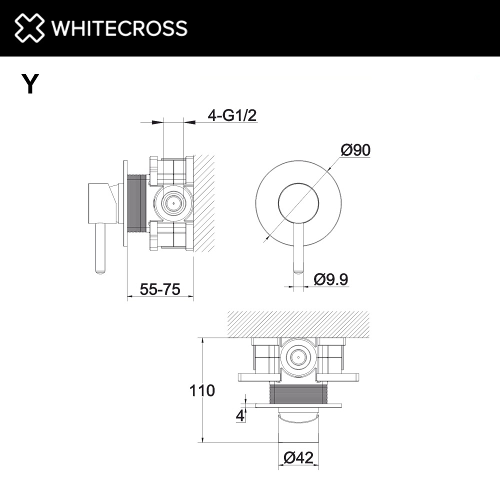 Смеситель для душа WhiteCross Y Y1245GL золото купить в интернет-магазине сантехники Sanbest