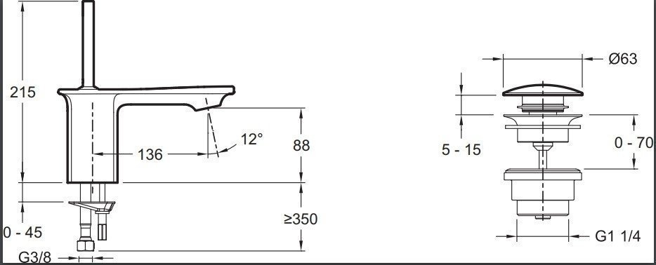 Cмеситель для раковины Jacob Delafon STANCE E14760-CP купить в интернет-магазине сантехники Sanbest