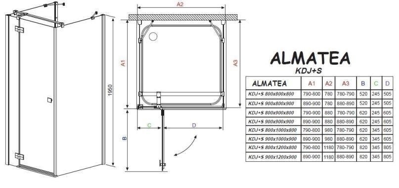 Душевой уголок Radaway Almatea KDJ+S 90х100 купить в интернет-магазине Sanbest