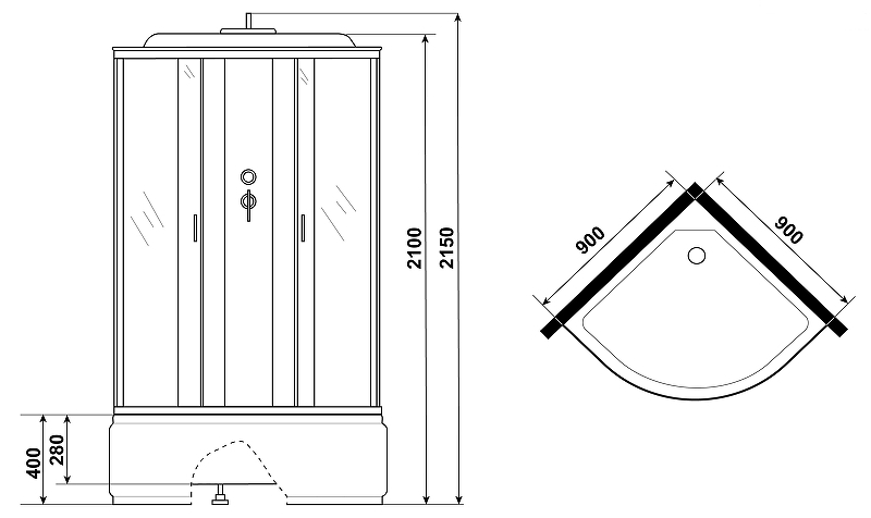 Душевая кабина Niagara Classic NG-6708-14P 90x90 купить в интернет-магазине Sanbest