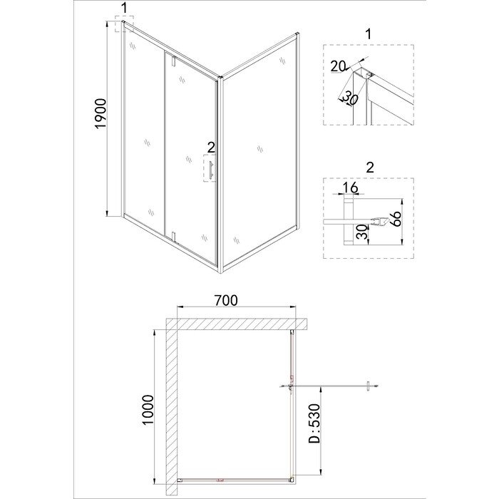 Душевой уголок Niagara Nova NG-83-10AB-A70B 100x70 купить в интернет-магазине Sanbest