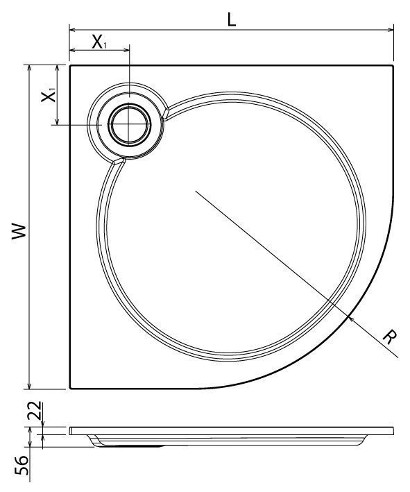 Душевой поддон Cezares TRAY-S-R-90-550-56-W 90х90 белый купить в интернет-магазине Sanbest