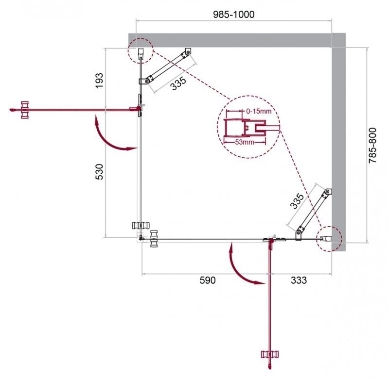 Душевой уголок BelBagno KRAFT AH-22 100x80 прозрачный/хром купить в интернет-магазине Sanbest