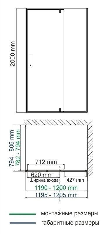 Душевой угол WasserKRAFT Elbe 74P06 80x120 купить в интернет-магазине Sanbest