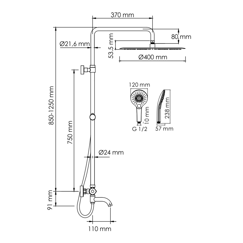 Душевая система WasserKraft SET2741 Thermo хром купить в интернет-магазине сантехники Sanbest