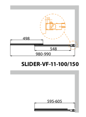 Шторка для ванны Cezares Slider-VF-11-100/150 матовая купить в интернет-магазине Sanbest