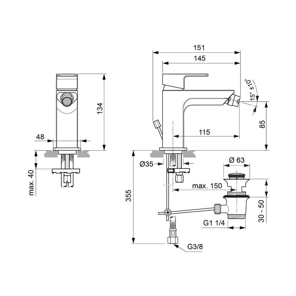 Смеситель для биде Ideal Standard Edge A7118AA купить в интернет-магазине сантехники Sanbest