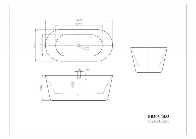 Акриловая ванна BelBagno BB306 158х74 купить в интернет-магазине Sanbest