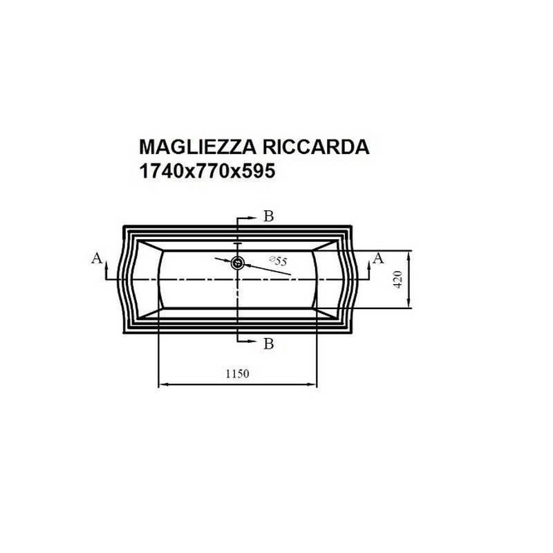 Ванна акриловая Magliezza Riccarda 174х77 белая/ножки хром купить в интернет-магазине Sanbest