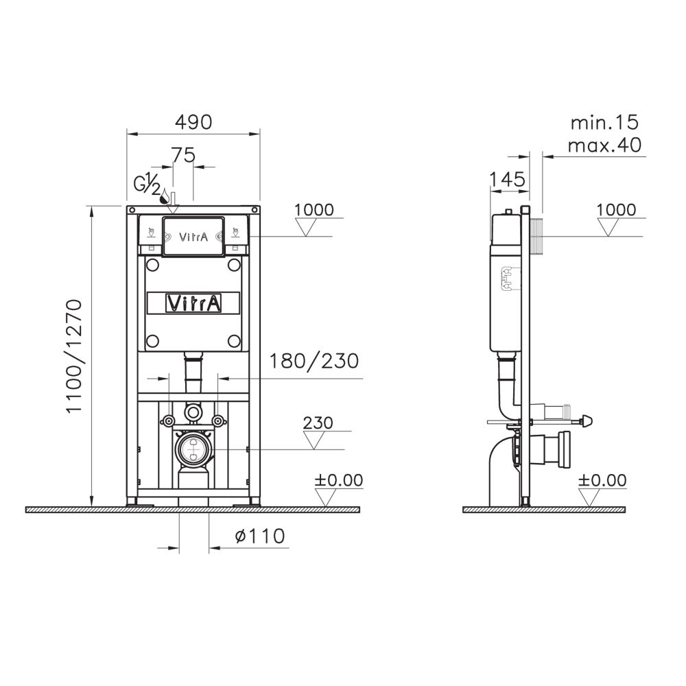 Унитаз Vitra METROPOLE 9820B003-7201 безободковый, с инсталляцией, с крышкой микролифт купить в интернет-магазине Sanbest