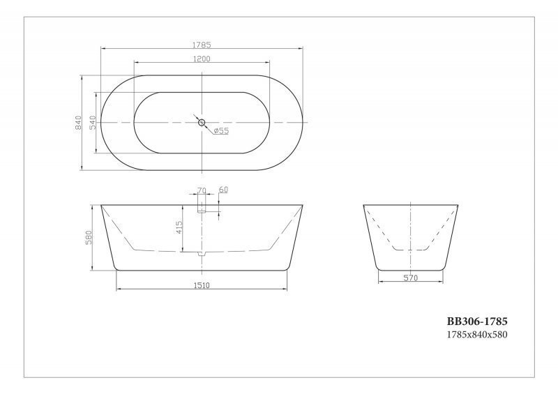 Акриловая ванна BelBagno BB306 178х84 купить в интернет-магазине Sanbest