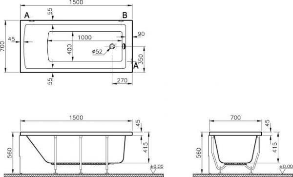 Ванна Vitra Neon 150x70 купить в интернет-магазине Sanbest