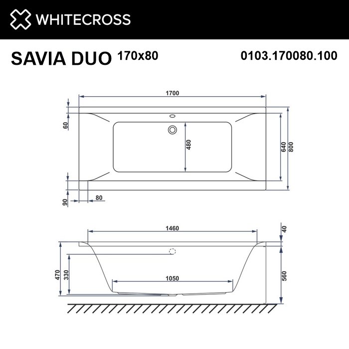 Ванна акриловая WhiteCross SAVIA DUO 170x80 белая купить в интернет-магазине Sanbest