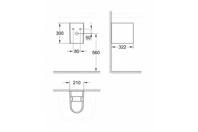 Раковина с полупьедесталом Grohe Euro Ceramic GR2005-2 55 купить в интернет-магазине Sanbest