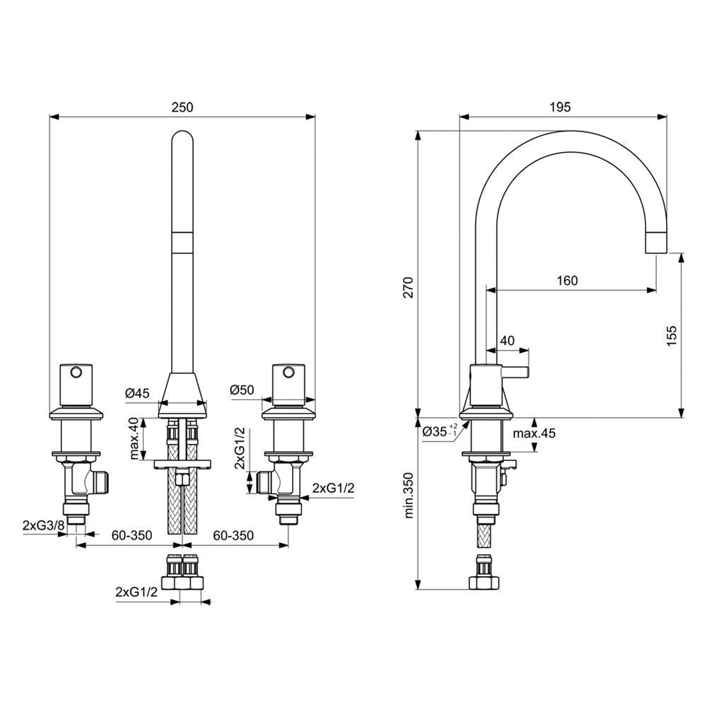 Смеситель для раковины Ideal Standard Ceraline BC196AA купить в интернет-магазине сантехники Sanbest