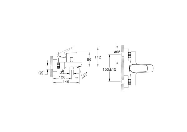 Смеситель для ванны VitrA Flow Soft A4294636EXP черный матовый купить в интернет-магазине сантехники Sanbest