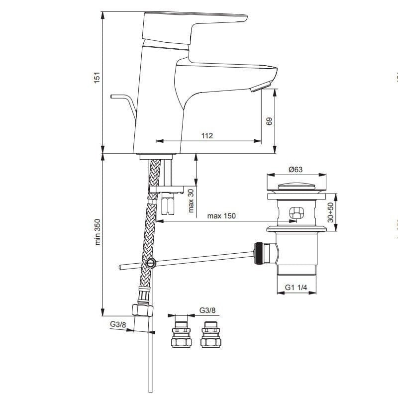 Смеситель для раковины Ideal Standard Connect B9914AA купить в интернет-магазине сантехники Sanbest