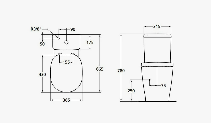 Унитаз напольный с биде Ideal Standard Connect E781801 с бачком E797101 купить в интернет-магазине Sanbest