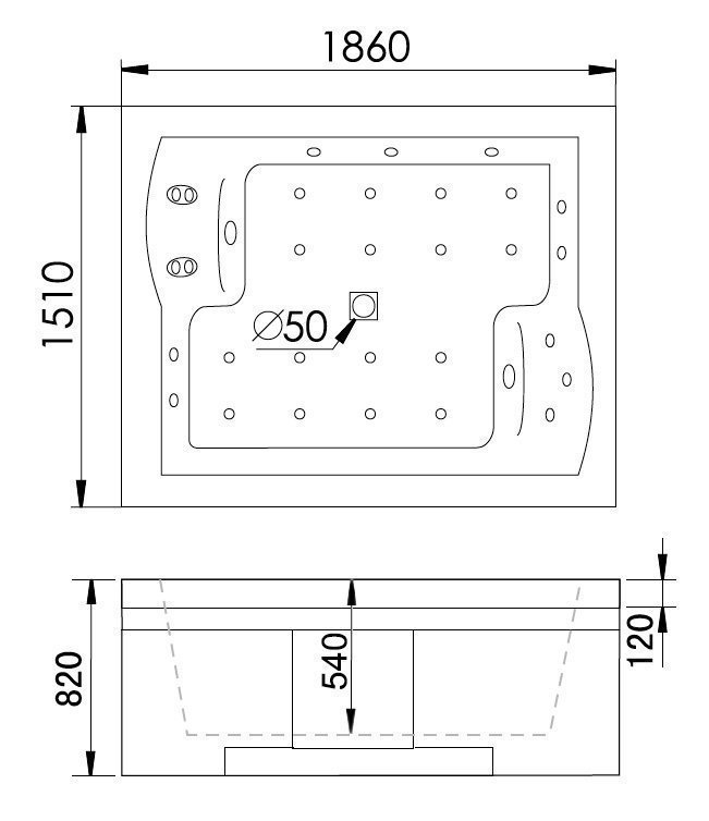 Гидромассажная ванна Gemy Face to You G9052-II O 186х151 купить в интернет-магазине Sanbest